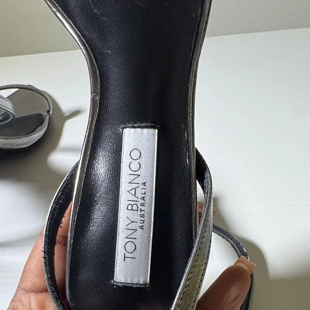 Tony Bianco Metallic Silver Stiletto Slingback Heels - Picture 8 of 12